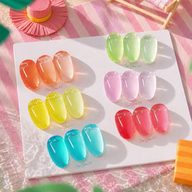 Close-up of Born Pretty jelly gel polish bottle in blue