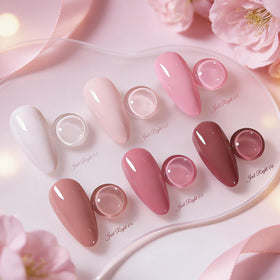 Close-up of Born Pretty pastel pink gel polish bottle