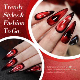 Close-up of Born Pretty Red Cat Magnetic Eye Gel Nail Polish with glossy finish