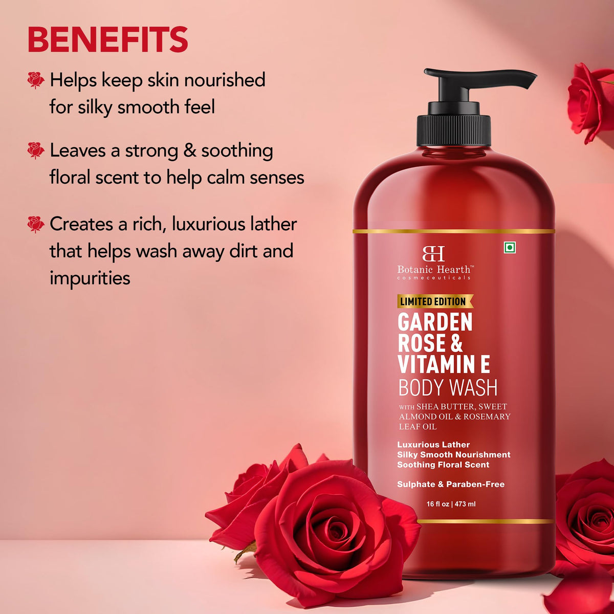 Close-up of Botanic Hearth Garden Rose & Vitamin E Body Wash texture