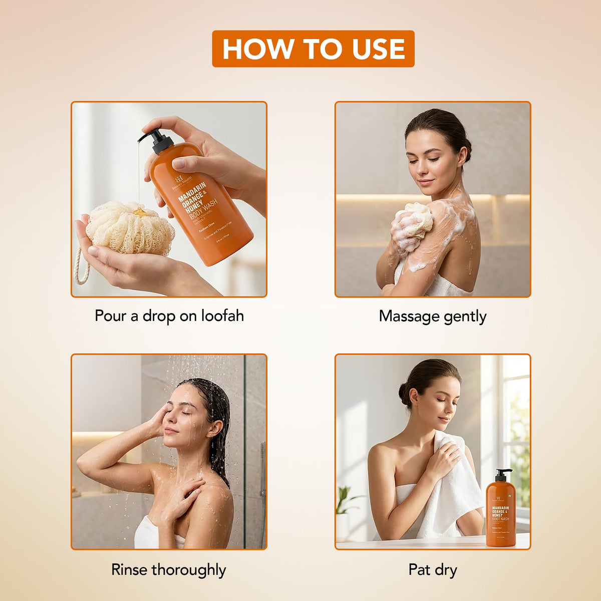 Close-up of Botanic Hearth Mandarin Orange & Honey Body Wash texture
