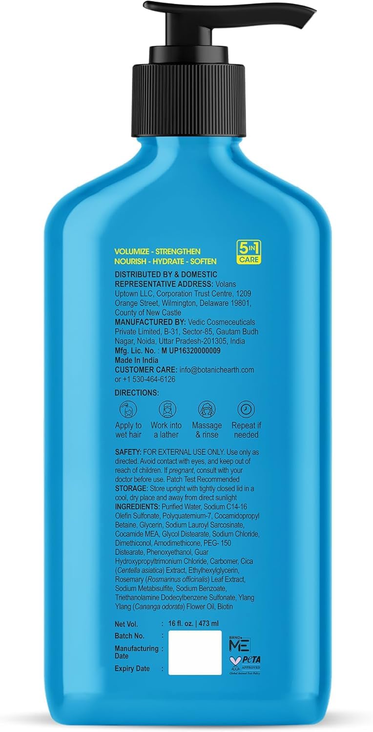 Close-up of Botanic Hearth Rosemary Shampoo bottle