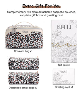 Close-up of BOYATU makeup bag with detachable pouches