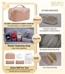 Close-up of BOYATU PU leather makeup bag zipper