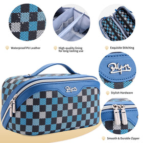 Close-up of BOYATU small makeup pouch in blue