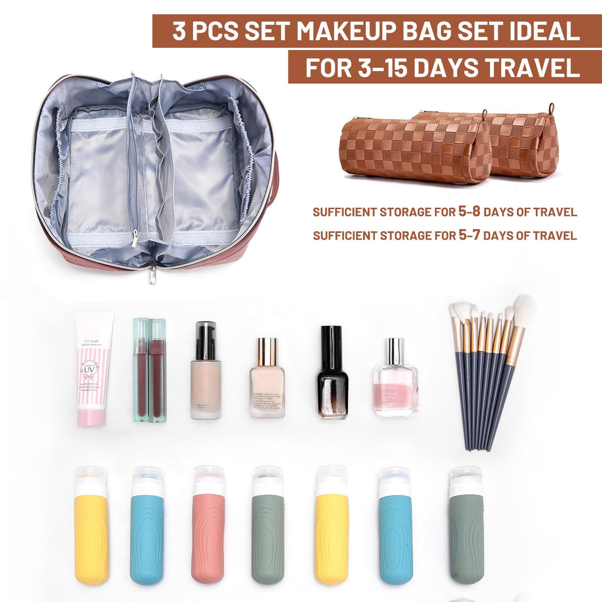 Close-up of BOYATU Travel Makeup Bag zipper and hardware