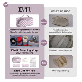 Close-up of BOYATU waterproof vegan leather makeup bag