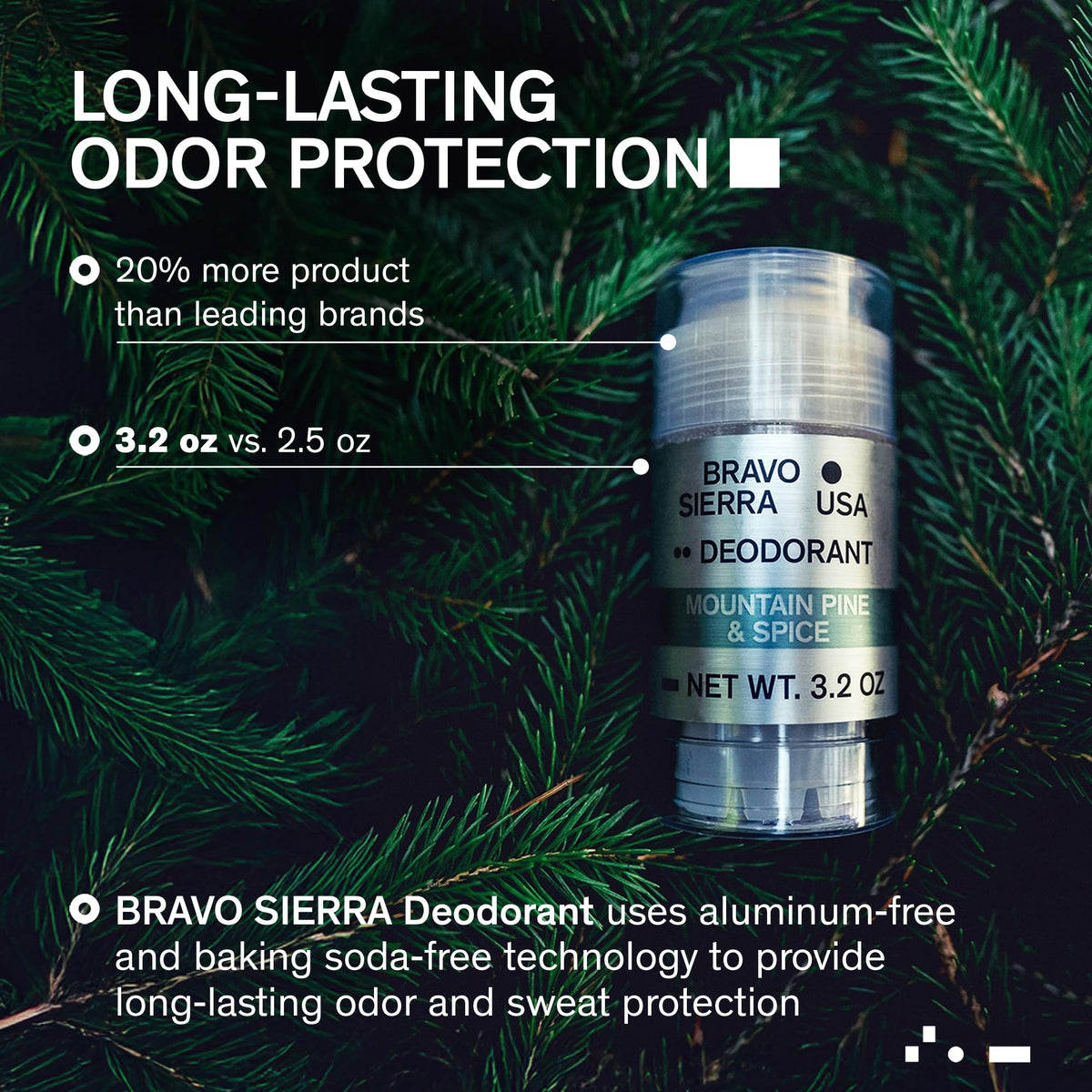 Close-up of Bravo Sierra Aluminum-Free Mens Deodorant stick