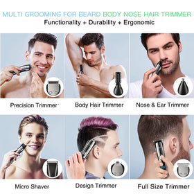 Close-up of Brightup Beard Trimmer's stainless steel blades
