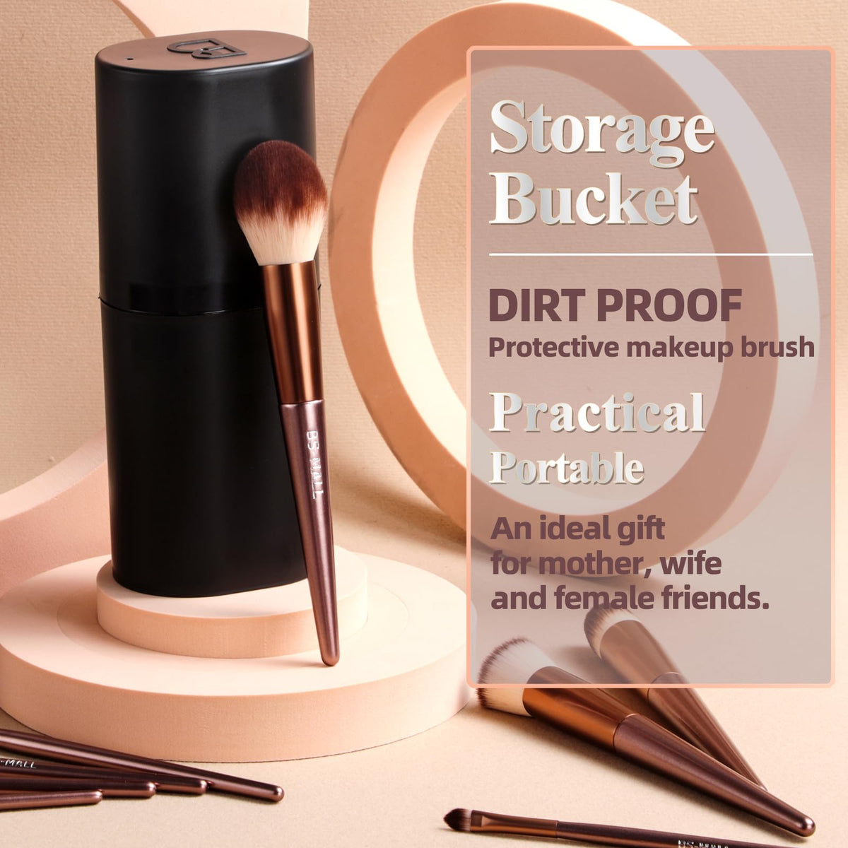 Close-up of BS-MALL blush brush and eyeshadow brushes