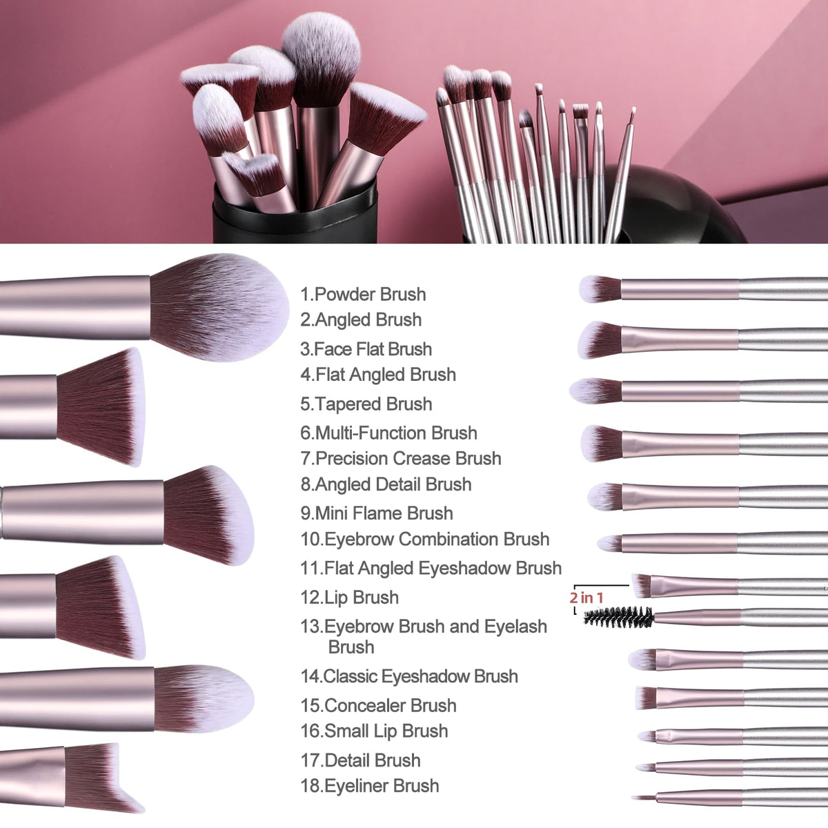 Close-up of BS-MALL liquid foundation brush and concealer brush