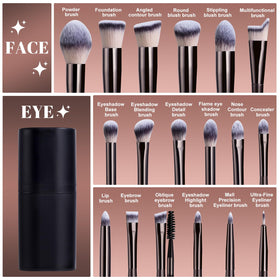 Close-up of BS-MALL makeup brushes showing soft bristles