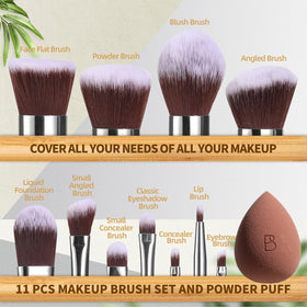 Close-up of BS-MALL makeup brushes showing soft bristles