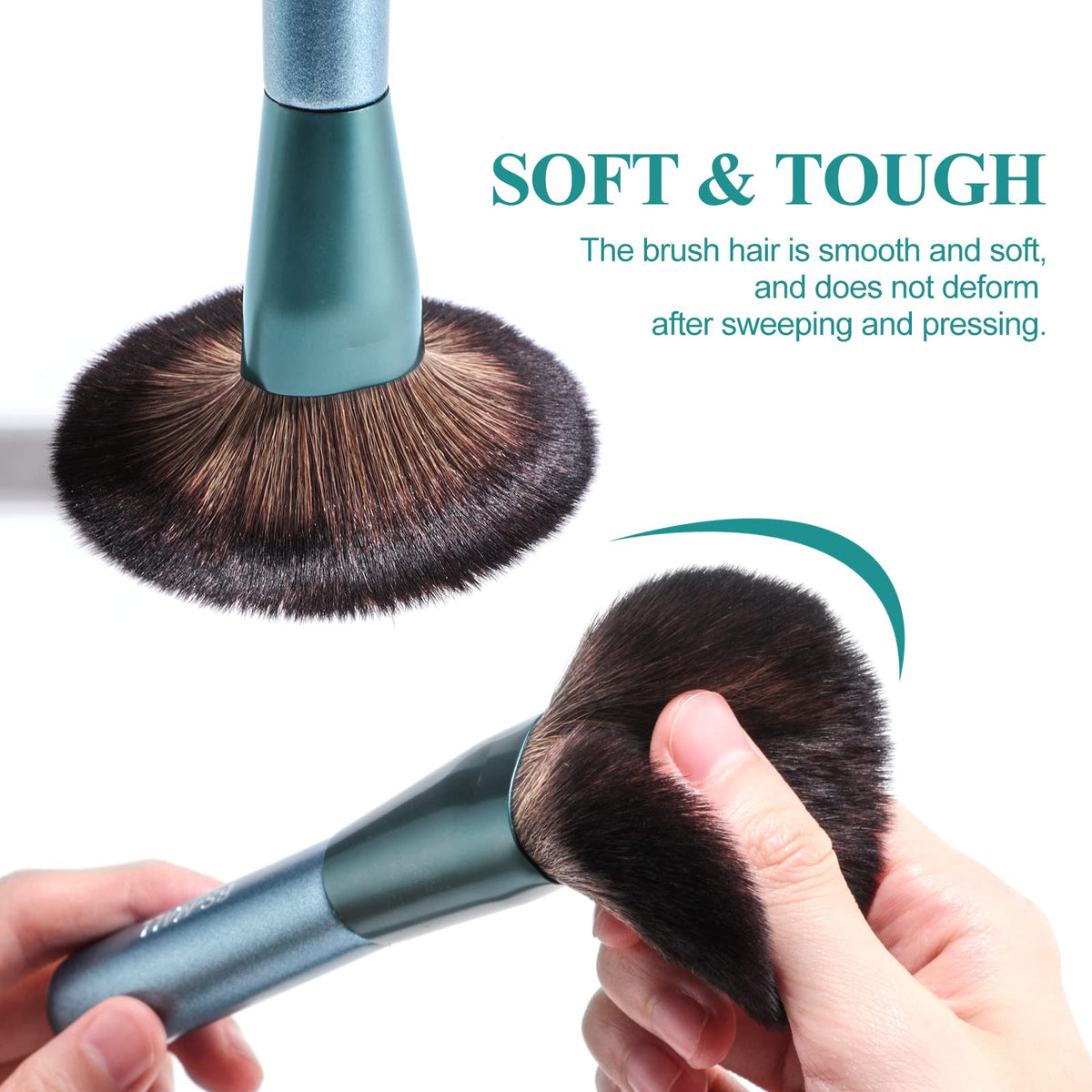 Close-up of BS-MALL makeup brushes with ergonomic handles