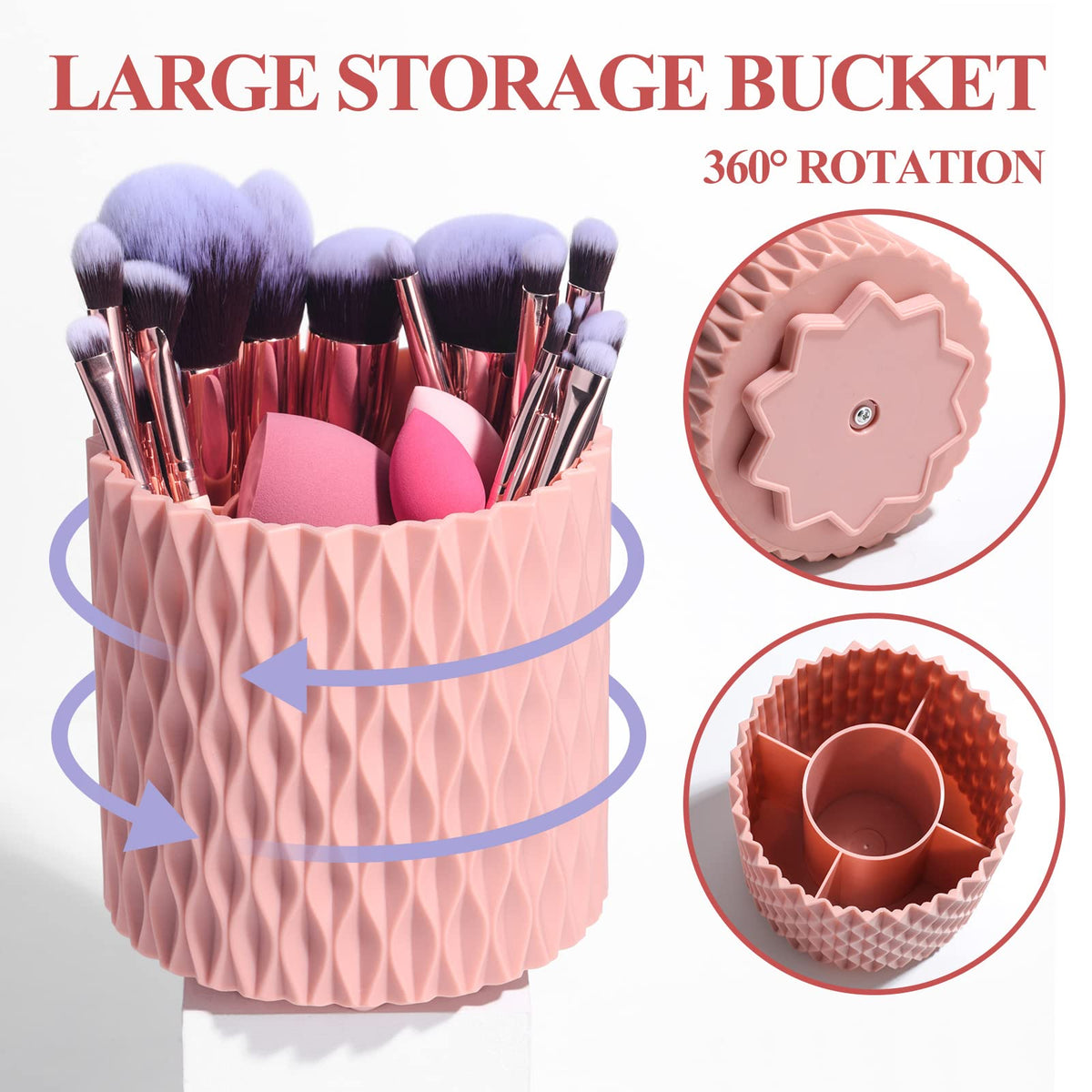 Close-up of BS-MALL pink wooden handle makeup brush