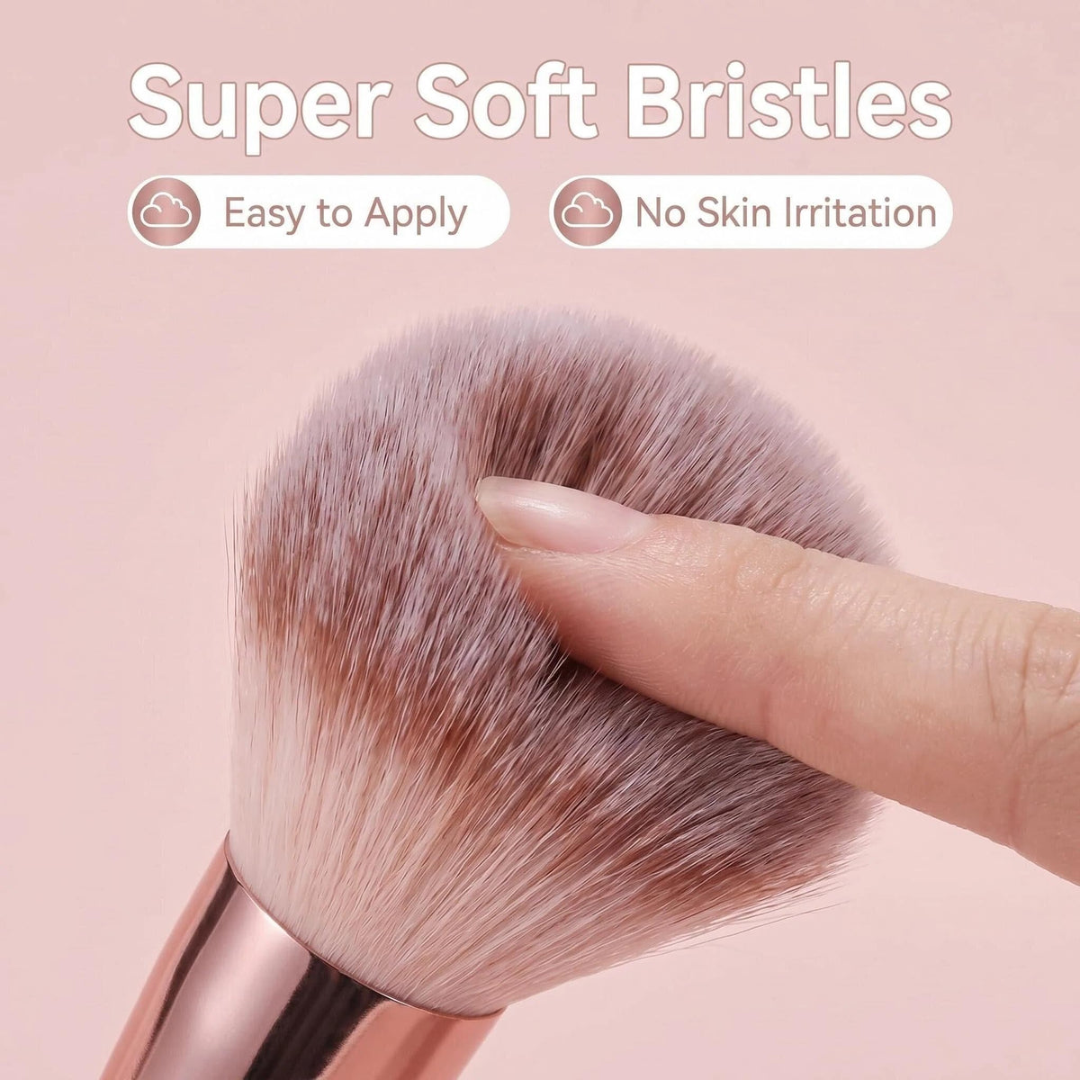 Close-up of BS-MALL premium makeup brushes with wooden handles