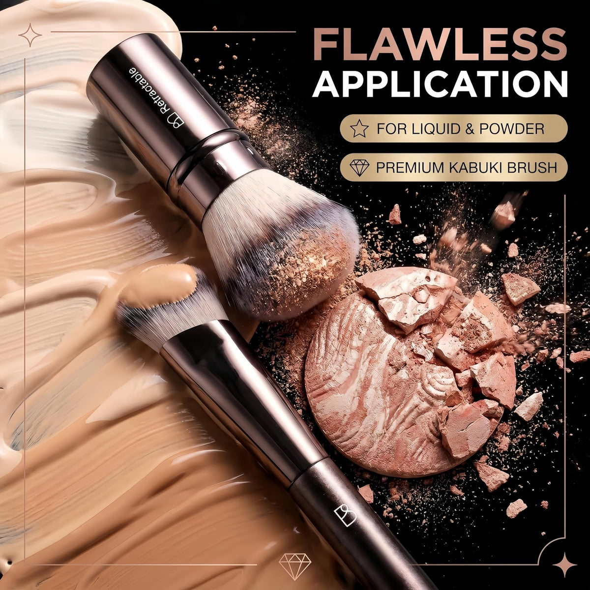 Close-up of BS-MALL synthetic bristles on makeup brushes