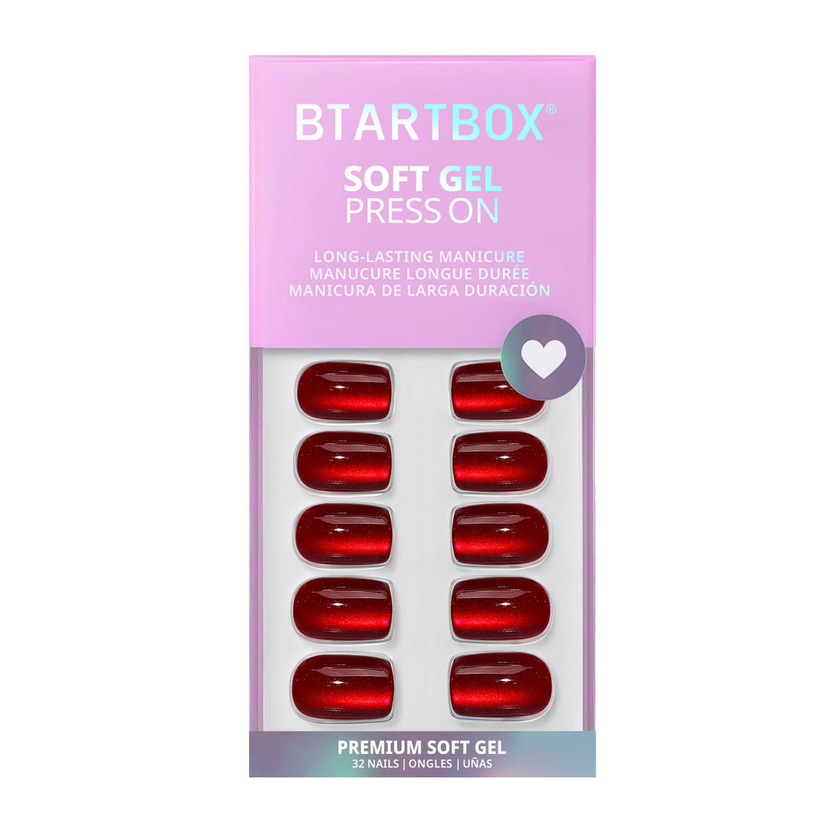 Close-up of BTArtbox Press On Nails Hot Love showing texture