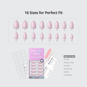 Close-up of BTArtbox Press On Nails in 3D Baby Pink