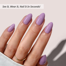 Close-up of BTArtbox Press On Nails showing almond shape and slim tips