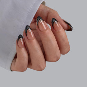 Close-up of BTArtbox Press On Nails showing French tip design