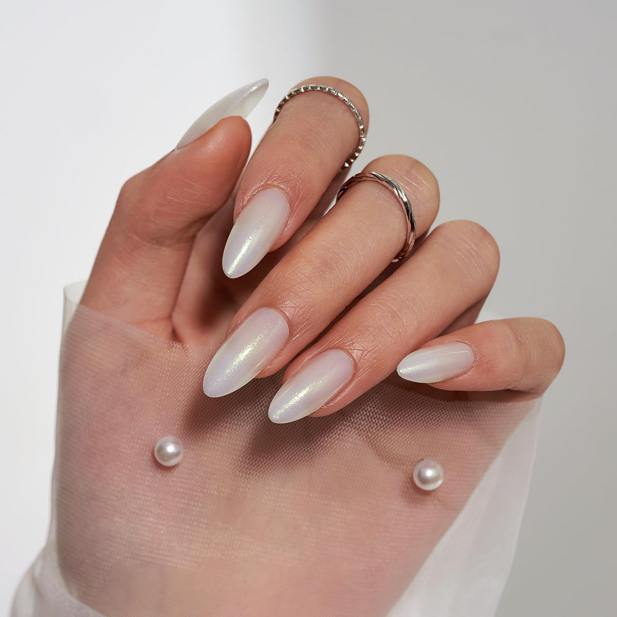 Close-up of BTArtbox Press On Nails showing medium almond shape