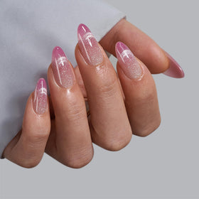 Close-up of BTArtbox Press On Nails showing medium almond shape