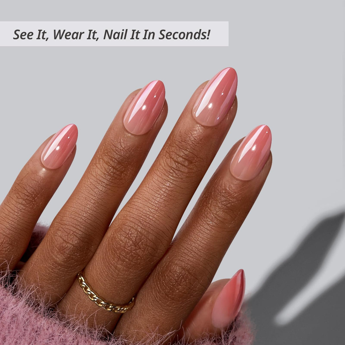 Close-up of BTArtbox Press On Nails showing natural finish