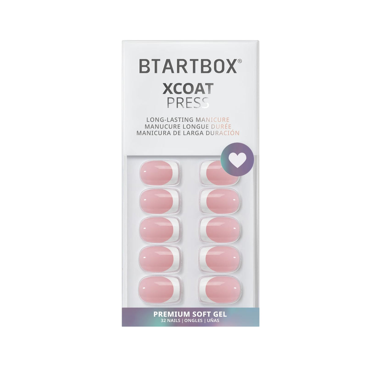 Close-up of BTArtbox Press On Nails Silken Halo with various sizes