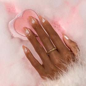 Close-up of BTArtbox Press On Nails Sunlit Grace short almond shape