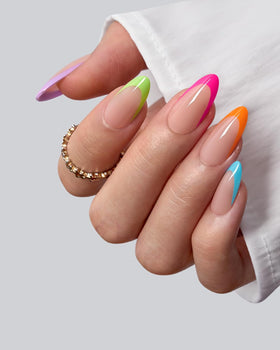 Close-up of BTARTBOXNAILS Pastel French Tip Press On Nails showing natural finish