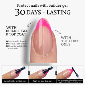 Close-up of BTARTBOXNAILS Pastel French Tip Press On Nails with gel glue