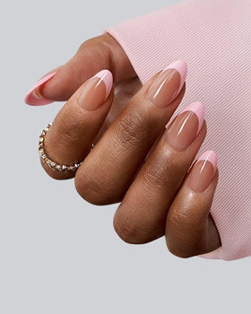 Close-up of BTARTBOXNAILS Pink French Tip Press On Nails