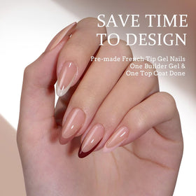 Close-up of BTARTBOXNAILS press on nails with natural finish