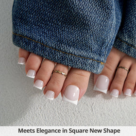 Close-up of BTARTBOXNAILS Press On Toenails showing sharp square tips