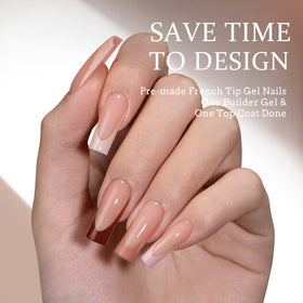 Close-up of BTARTBOXNAILS SkinTone French Tip Press On Nails showing texture