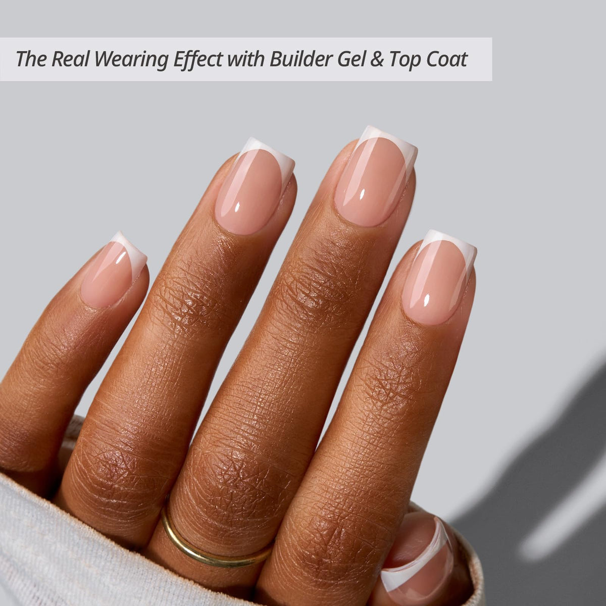 Close-up of BTARTBOXNAILS White French Tip Press-On Nails
