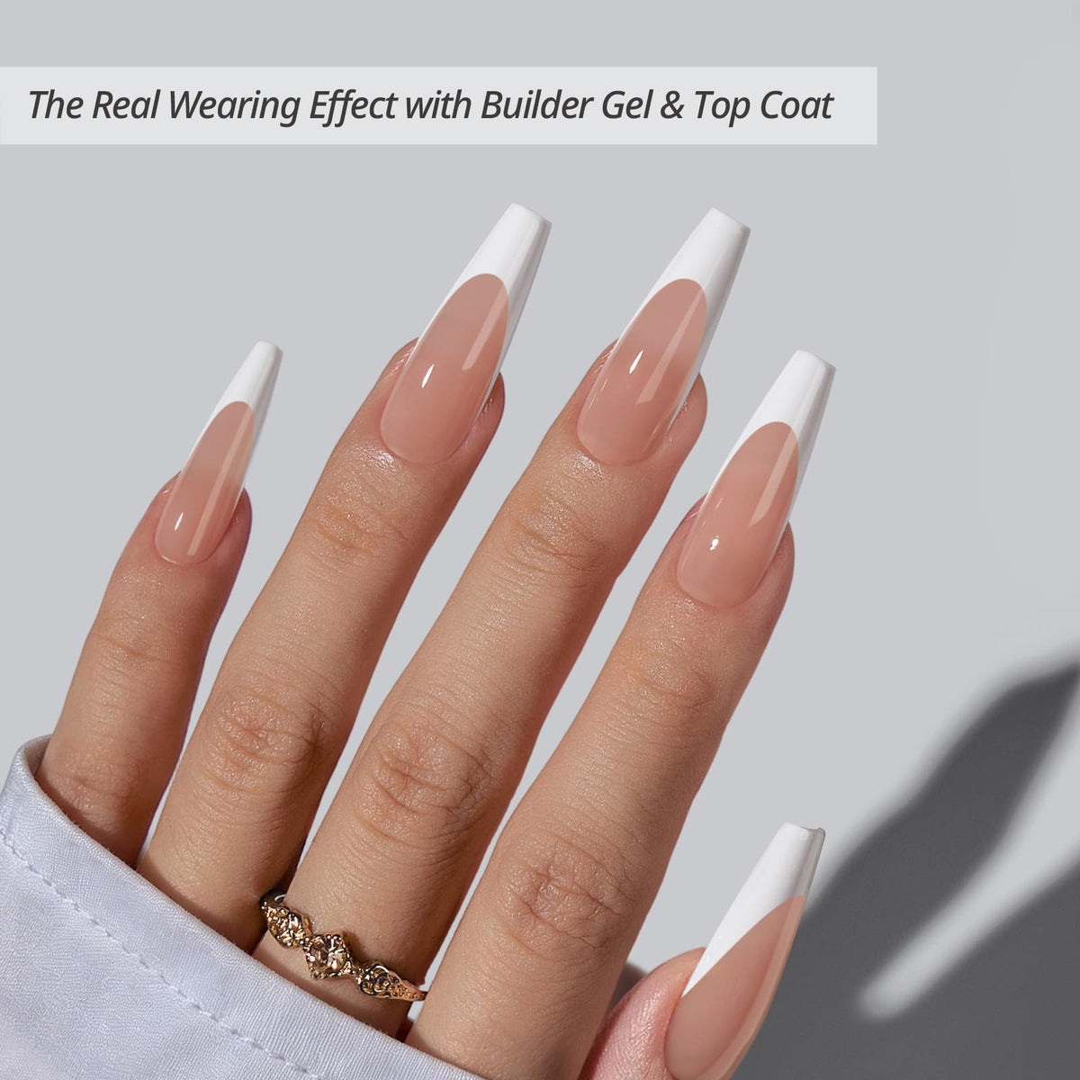 Close-up of BTARTBOXNAILS XL Coffin Peach Press On Nails