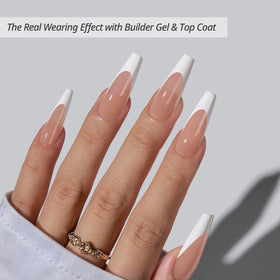 Close-up of BTARTBOXNAILS XL Coffin Peach Press On Nails