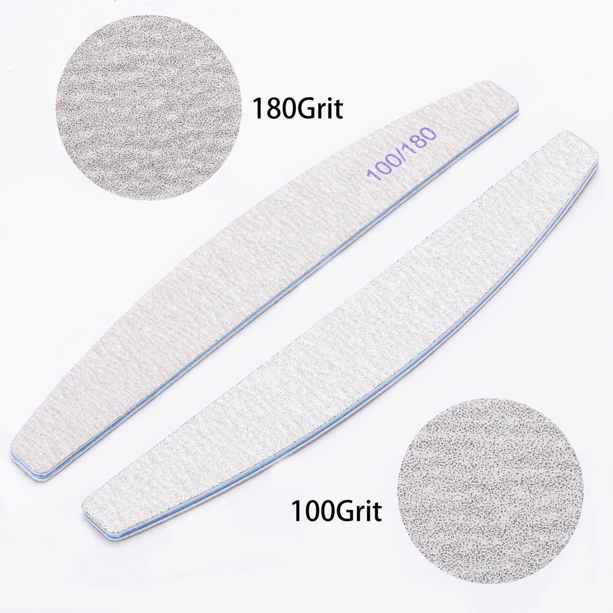 Close-up of BTYMS nail file showing 100 grit side