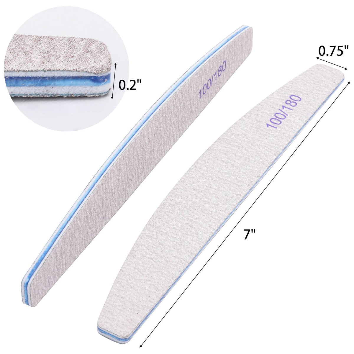 Close-up of BTYMS nail file showing 180 grit side