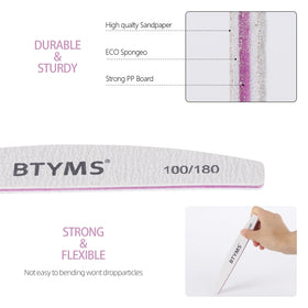 Close-up of BTYMS nail file showing 180 grit side