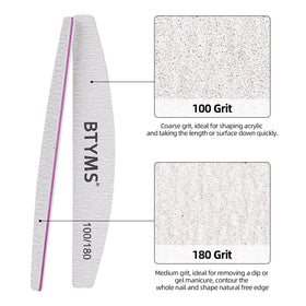 Close-up of BTYMS nail file showing fine side 180 grit