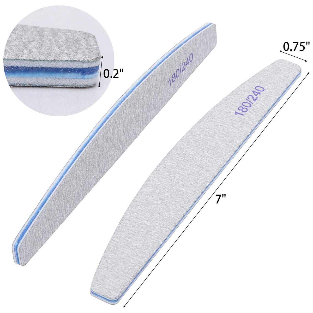 Close-up of BTYMS Nail Files showing 180 grit side