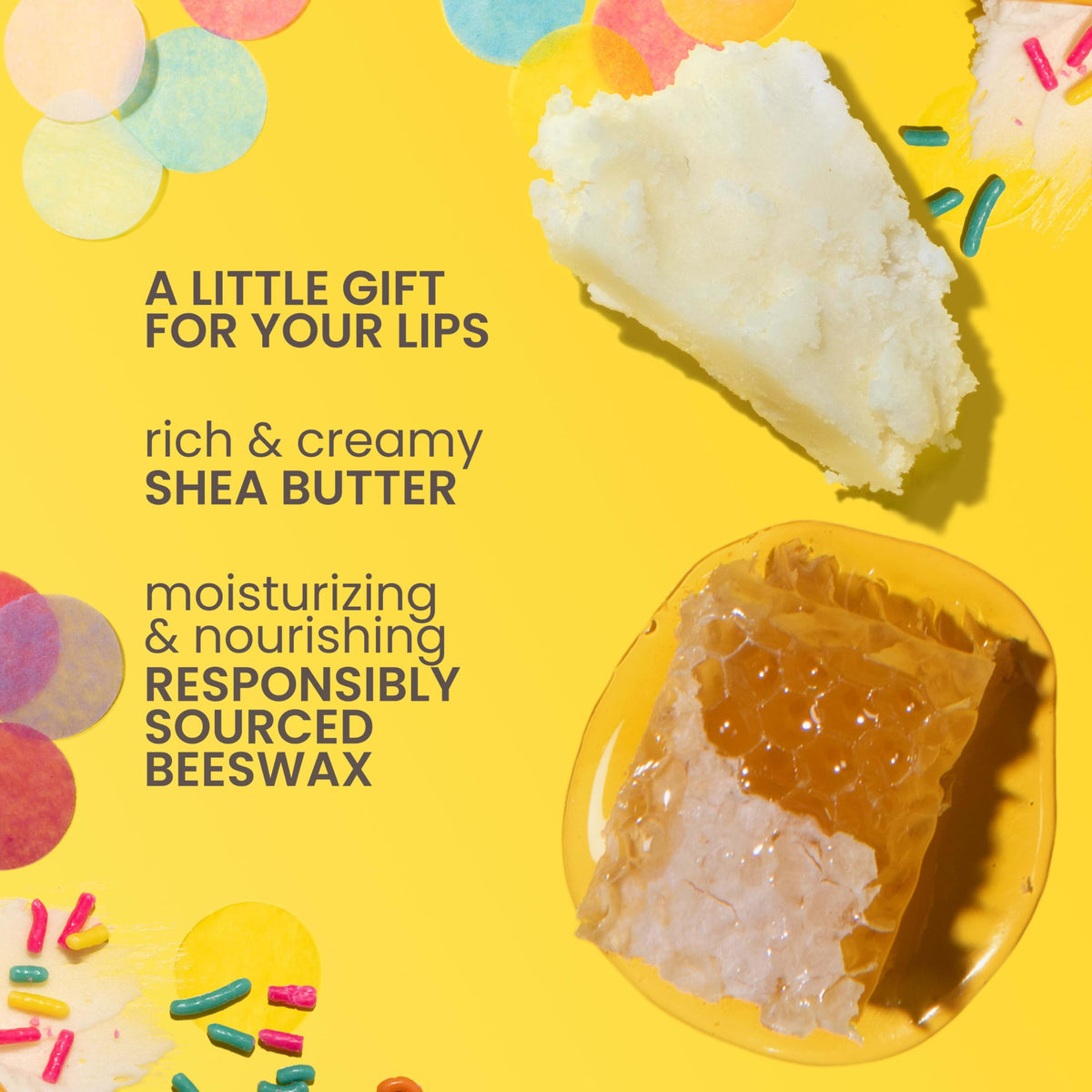 Close-up of Burt's Bees Birthday Cake Lip Balm tube
