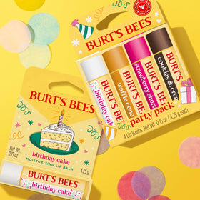 Close-up of Burt's Bees Cookies and Cream Lip Balm tube