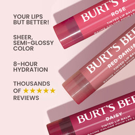 Close-up of Burt's Bees Daisy tinted lip balm tube