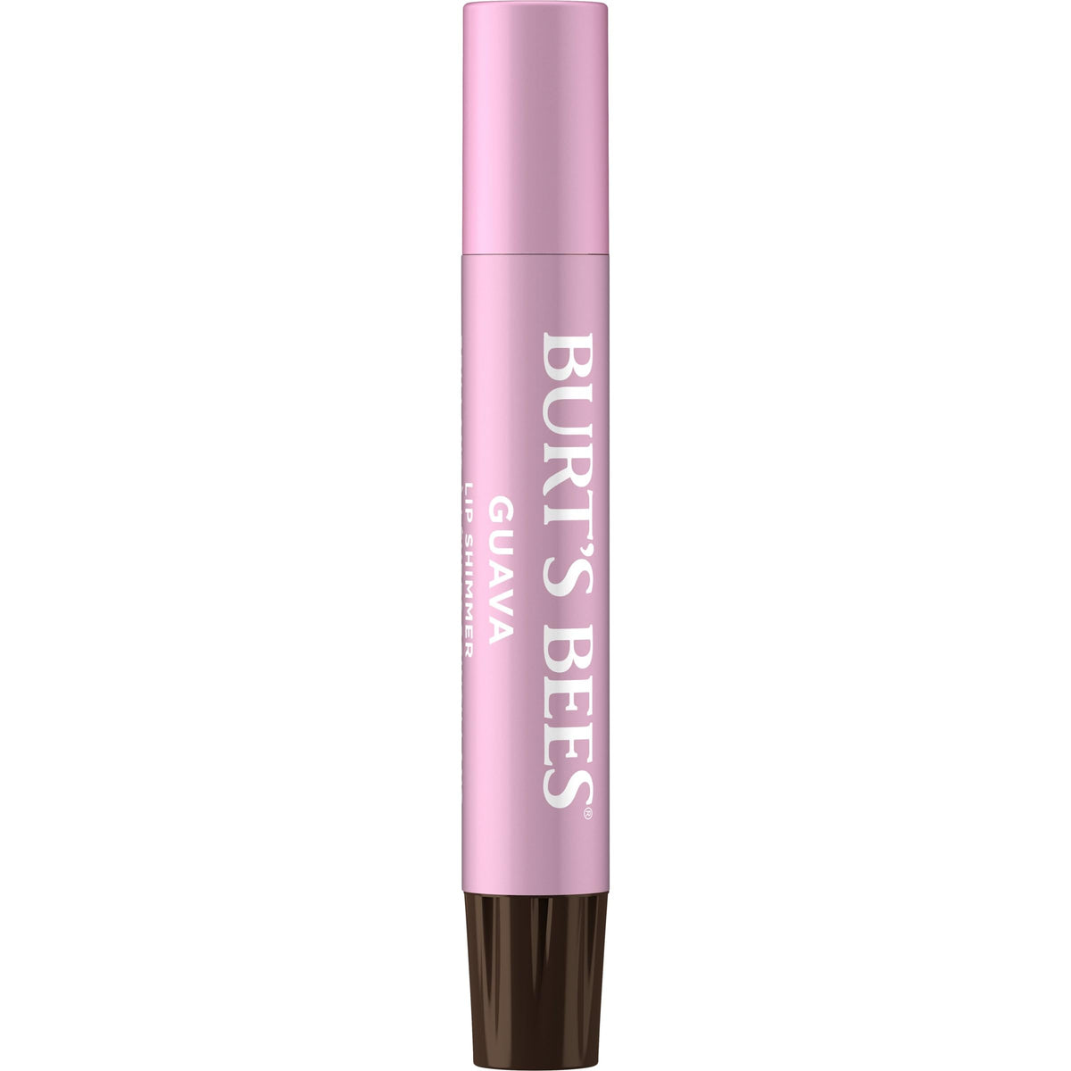 Close-up of Burt's Bees Lip Shimmer Guava stick showing lavender hue
