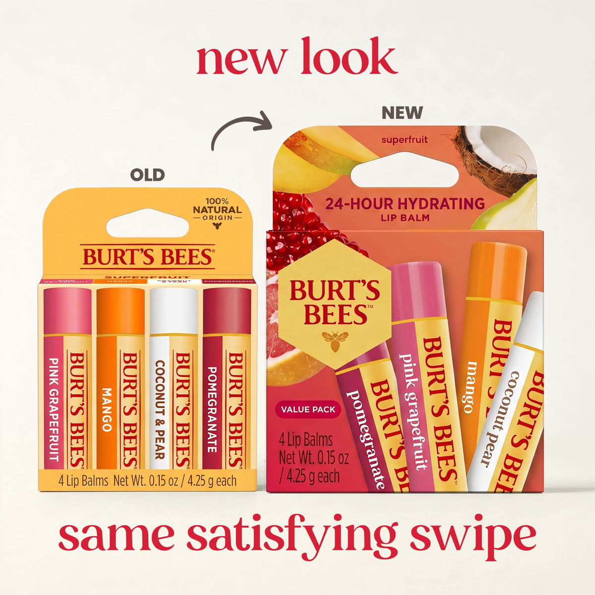 Close-up of Burt's Bees Pink Grapefruit Lip Balm tube