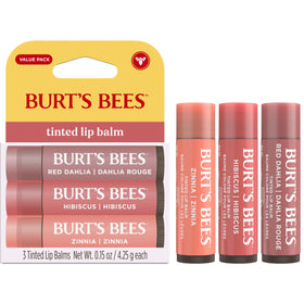 Close-up of Burt's Bees Tinted Lip Balm in Red Dahlia